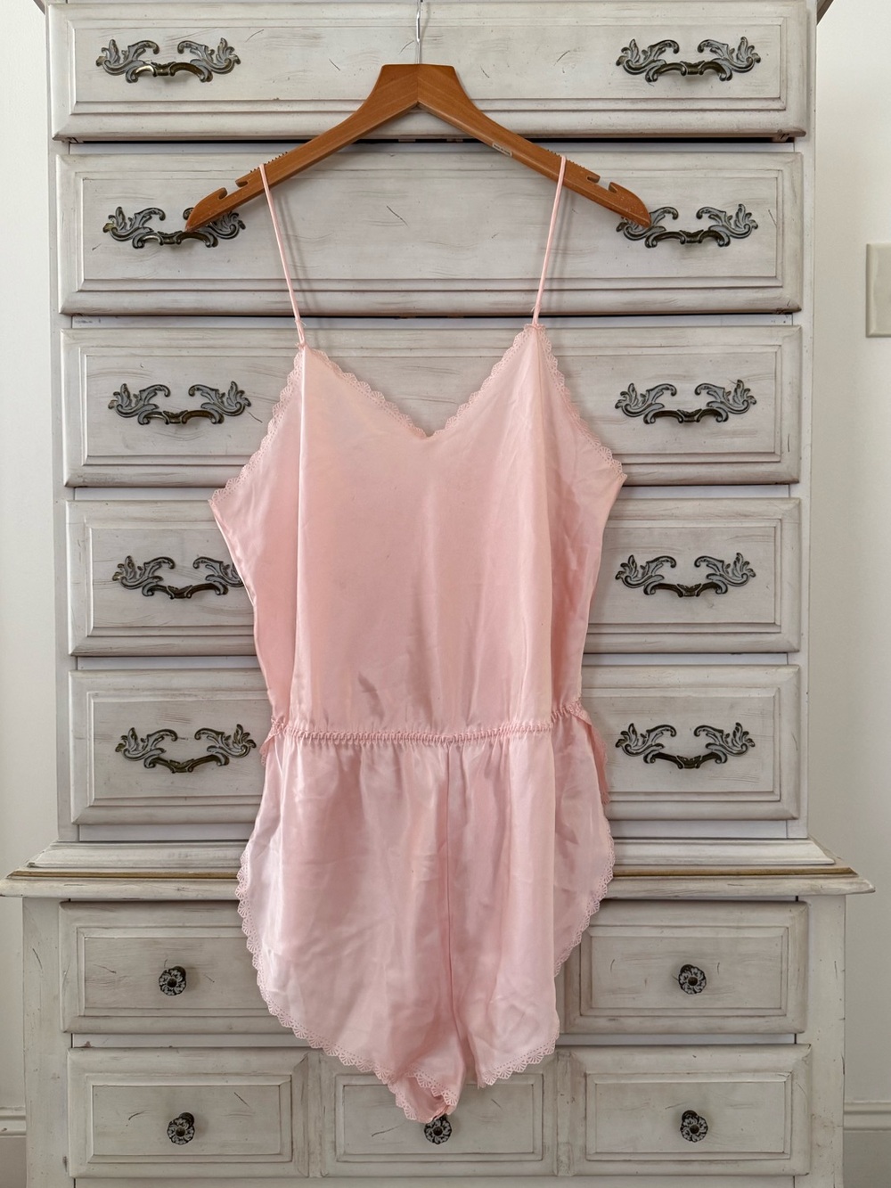 Vintage Laura Adams Pink Satin Romper
